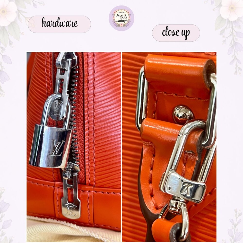 Authentic Louis Vuitton Alma BB Epi Leather Orange Crossbody • Silver Hardware - Picture 9 of 15